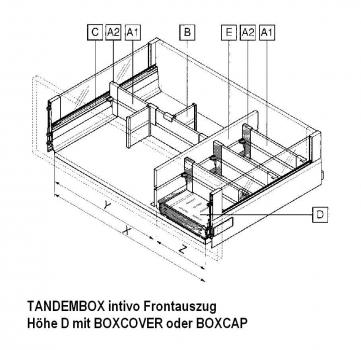 ORGA-LINE Längsteiler für TANDEMBOX Frontauszug, seidenweiß/terraschwarz/RAL 9006 weißaluminium/INOX